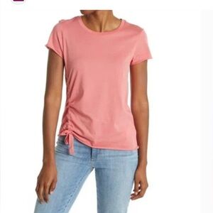 All Saints Aerie Rouched Coral Ruched Tee XS Tee